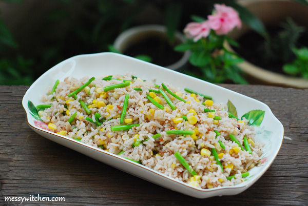 Cincalok Fried Rice With Corn & Asparagus